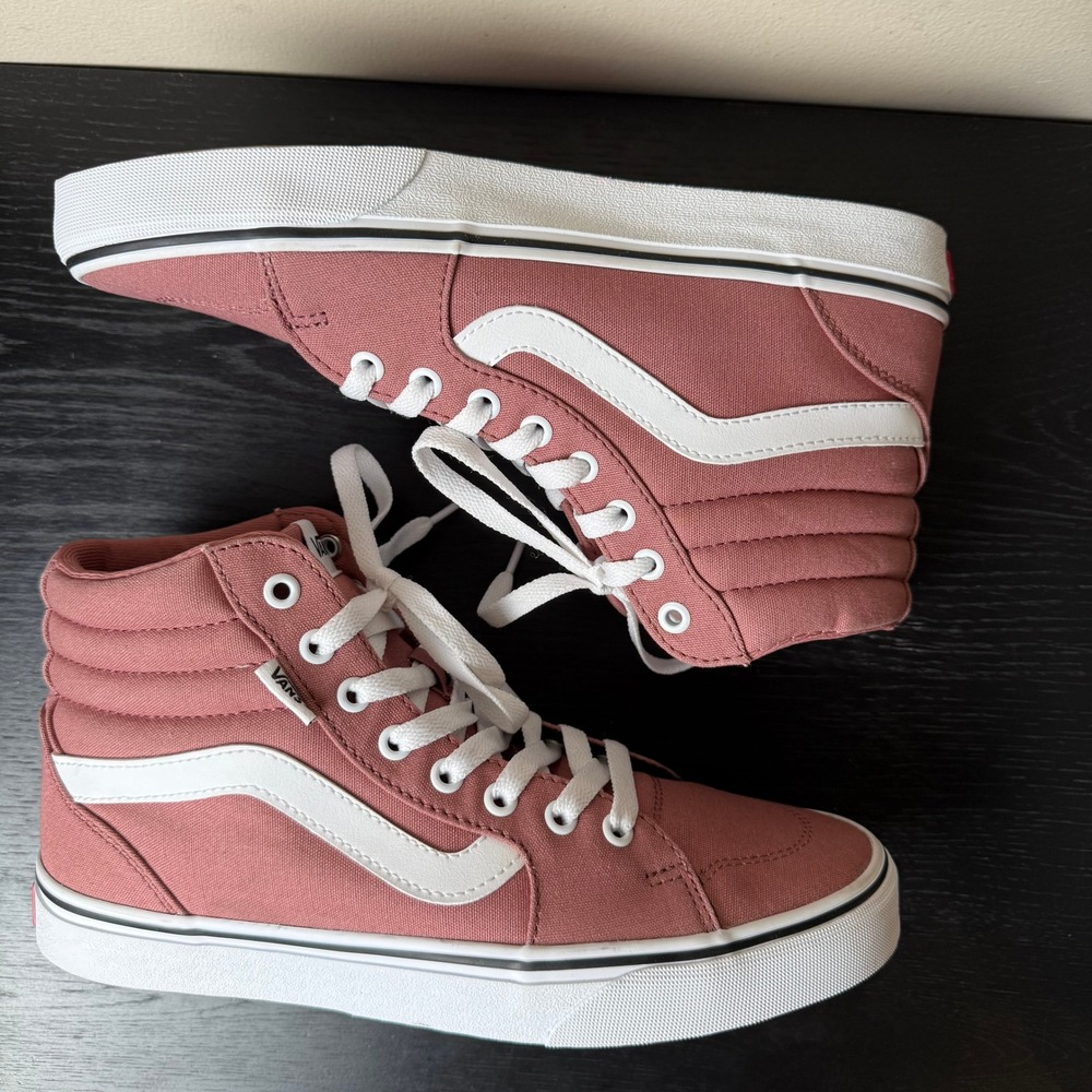 EUC Vans Sk8-Hi High Top Sneakers Rose Pink White Skateboard School Womens 10 - Picture 5 of 7